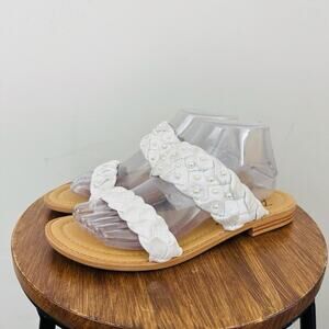 Blowfish Malibu White Metallic Braided Strap Sandals Women’s Size 8.5